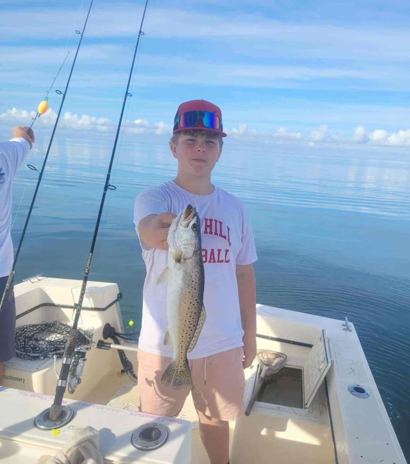 A spotted weakfish caught while fishing