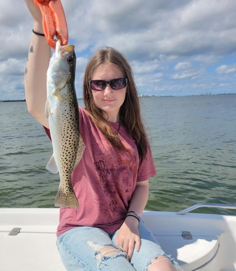 One spotted weakfish caught fishing