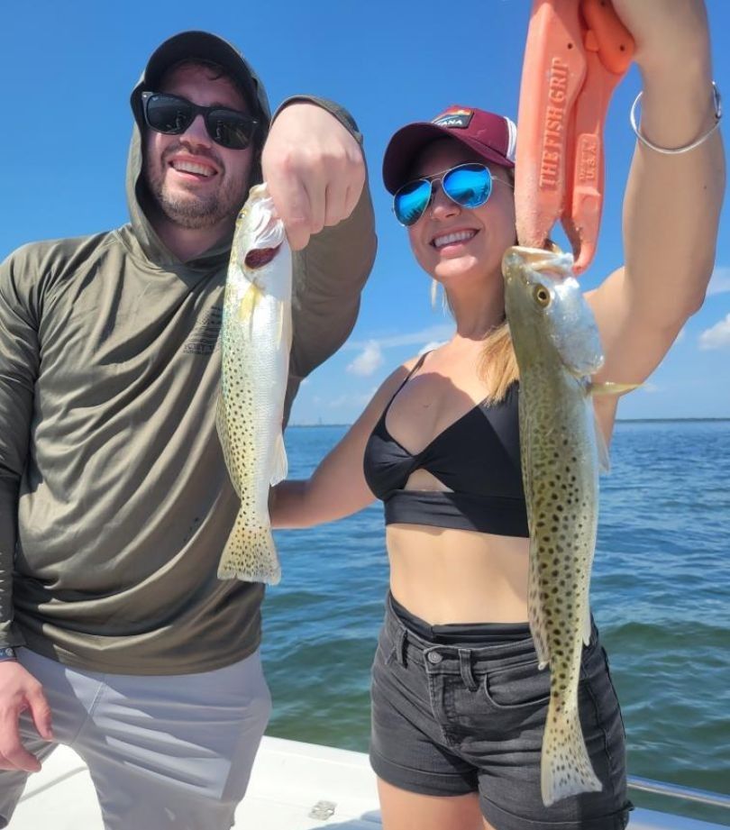 Two spotted weakfish caught while fishing