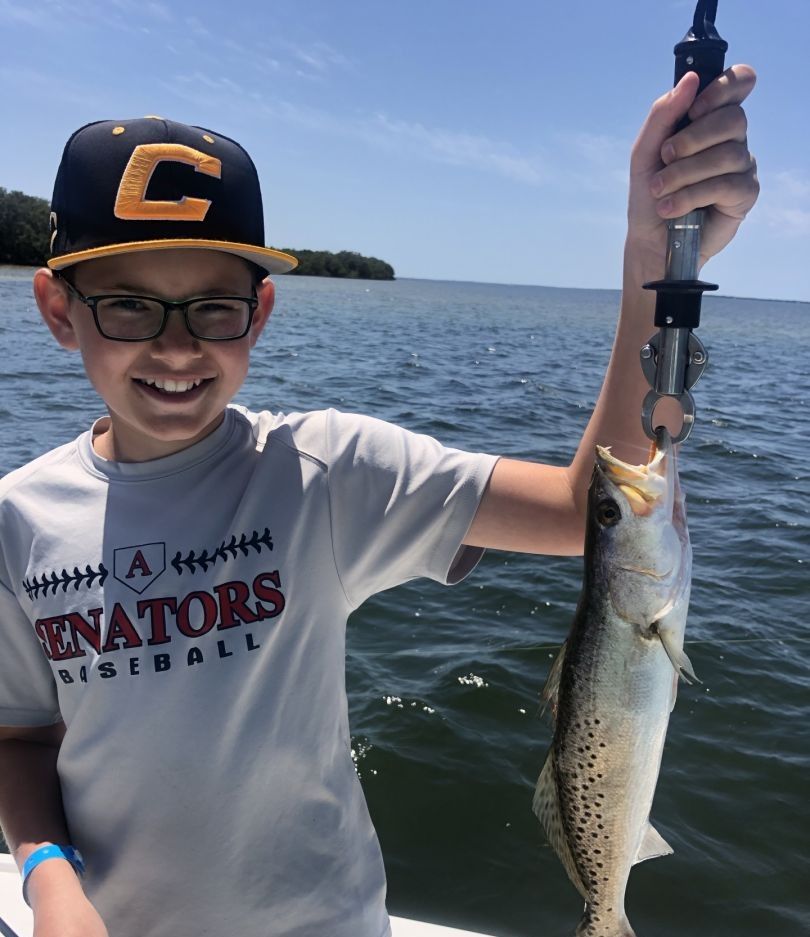 Spotted Weakfish measuring 12 inches caught while fishing