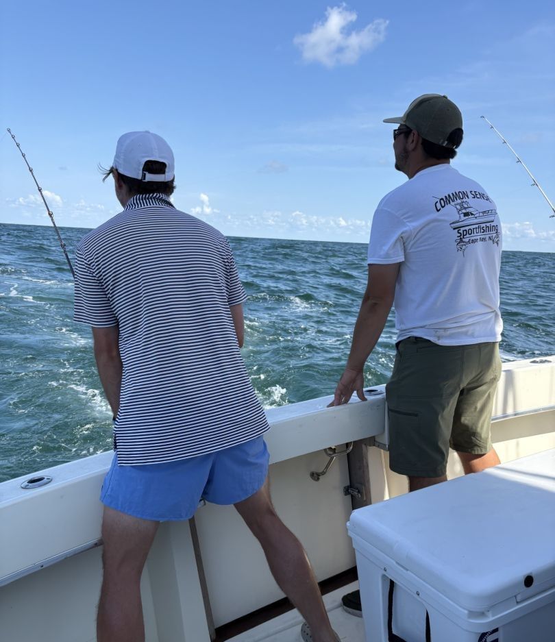 Angler fishing alone at unknown location