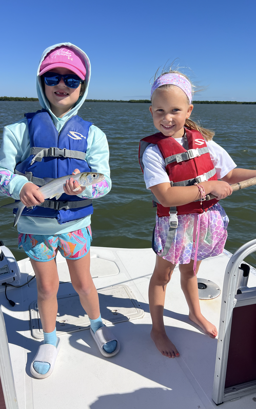 Two people fishing in an unknown location