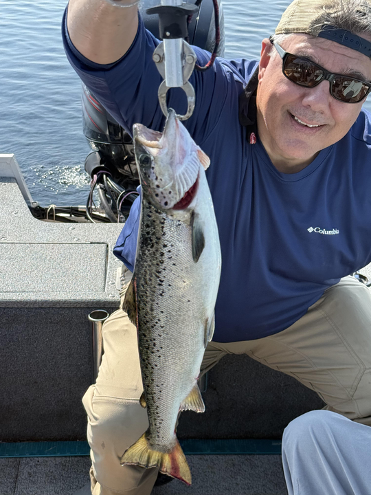 Trolling for sea trout in clear conditions - a perfect day on the water!