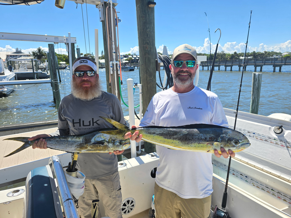 Nice pair of Mahi Mahi using deep sea jigging and trolling techniques in clear conditions!