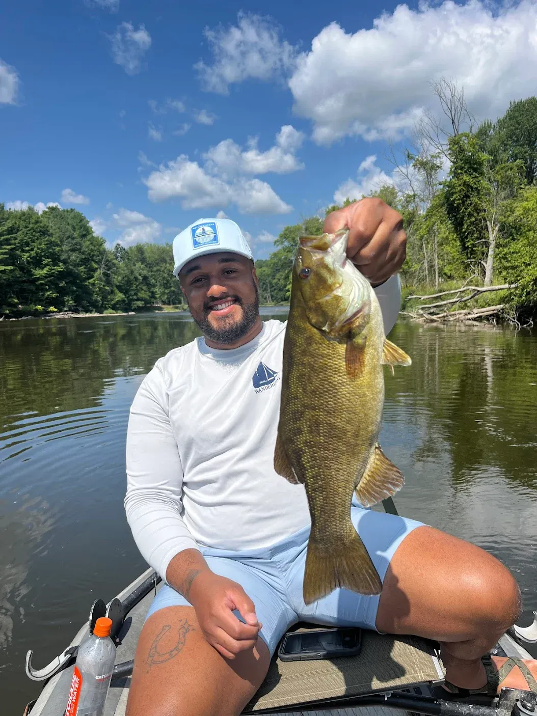 Lone angler fishing in unknown location