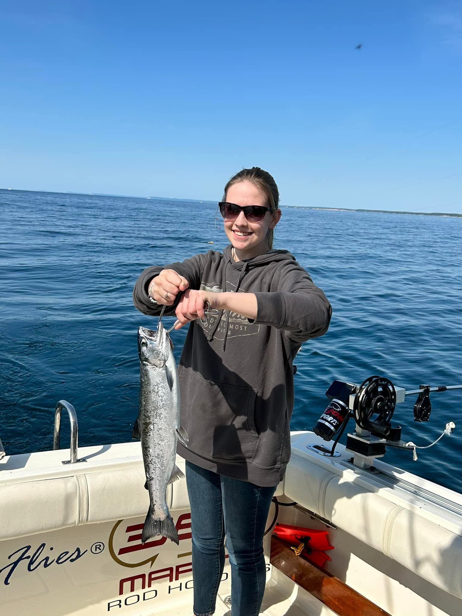 A single coho salmon caught while fishing