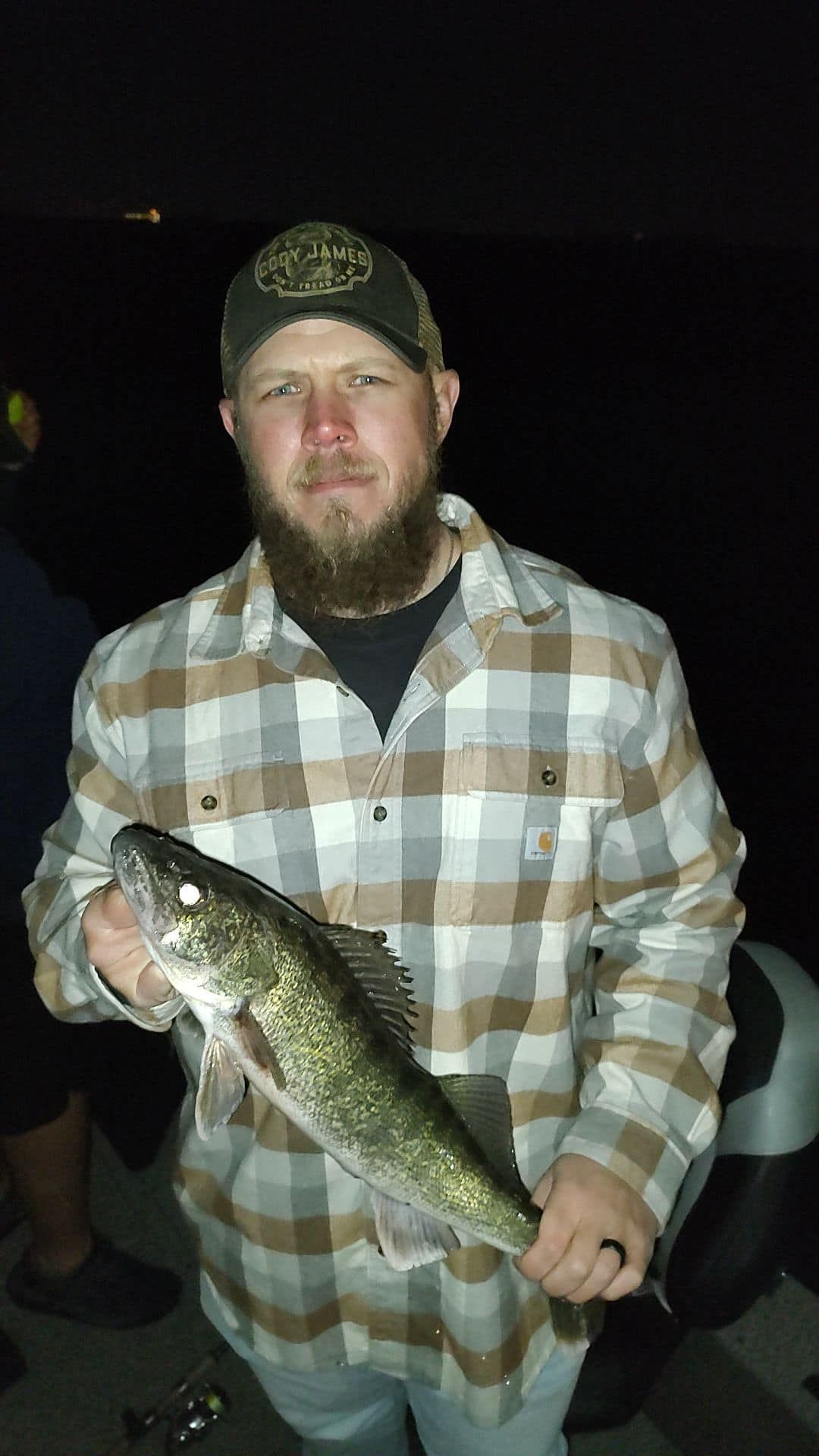 One fisherman catching a 10-inch fish