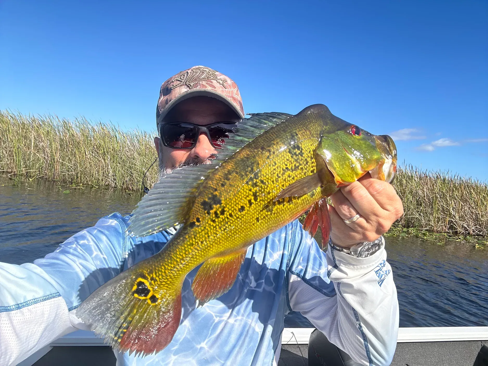 One person fishing at an unknown location