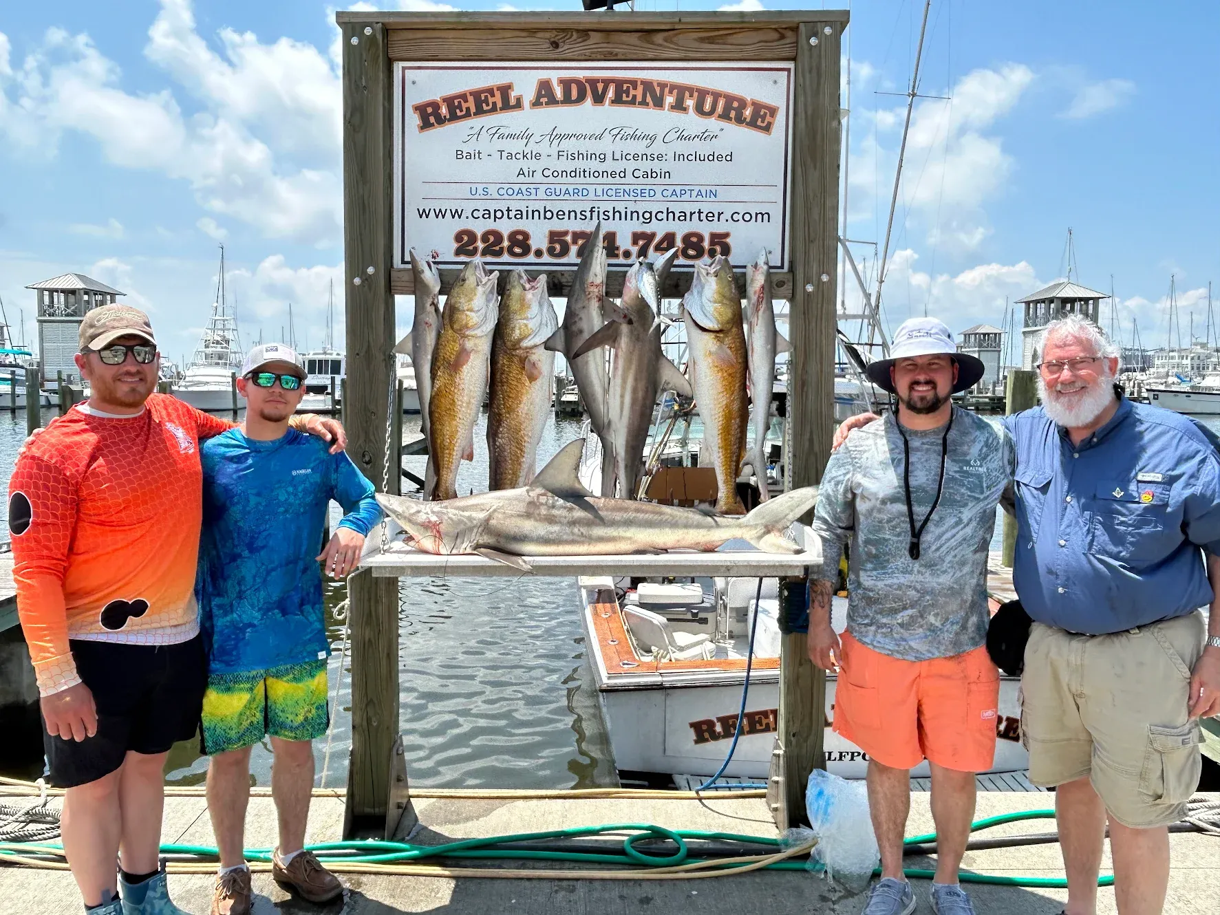 Fishing trip with 4 redfish and blacktip sharks