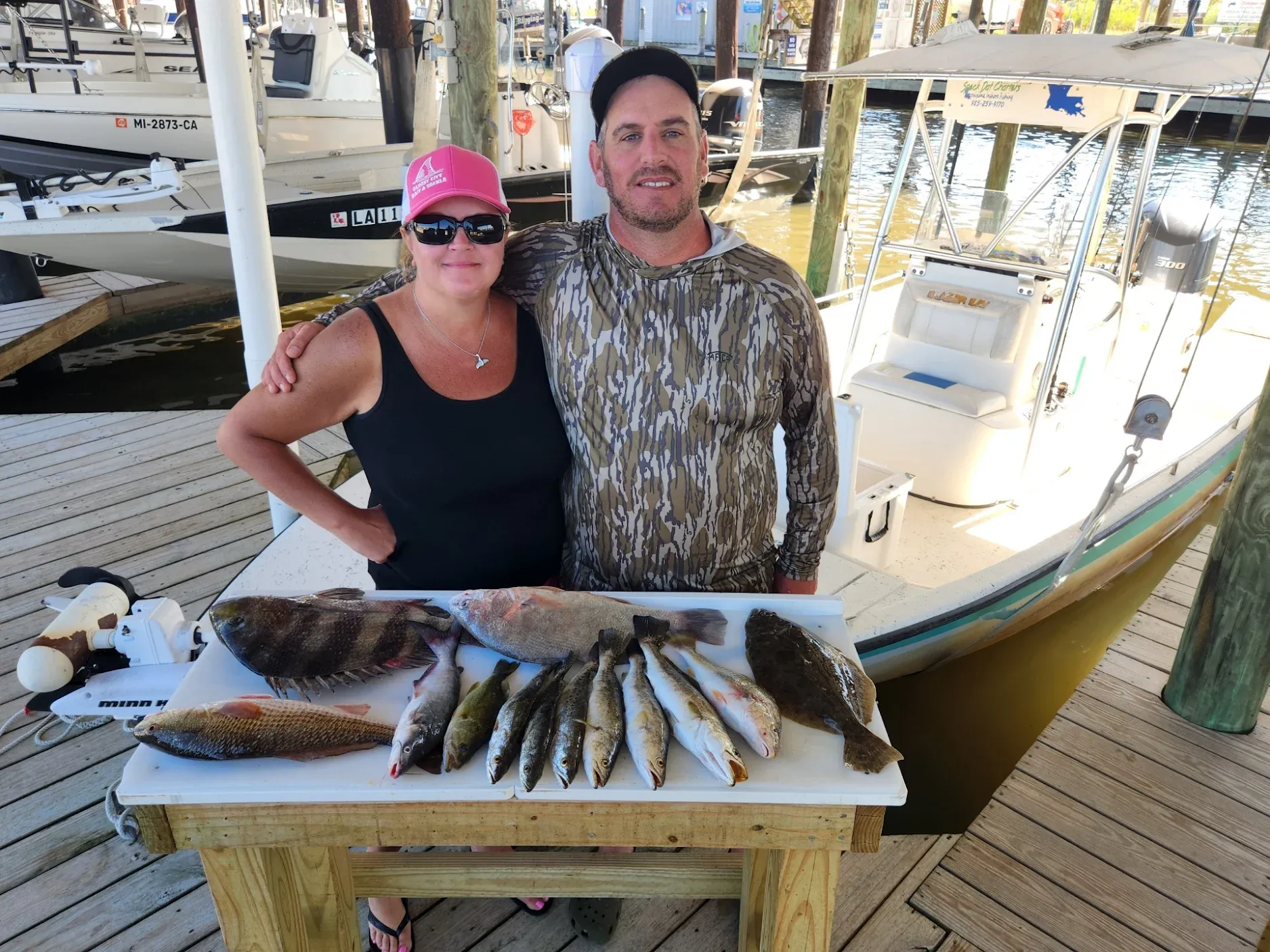 Two sheepshead fish caught while fishing