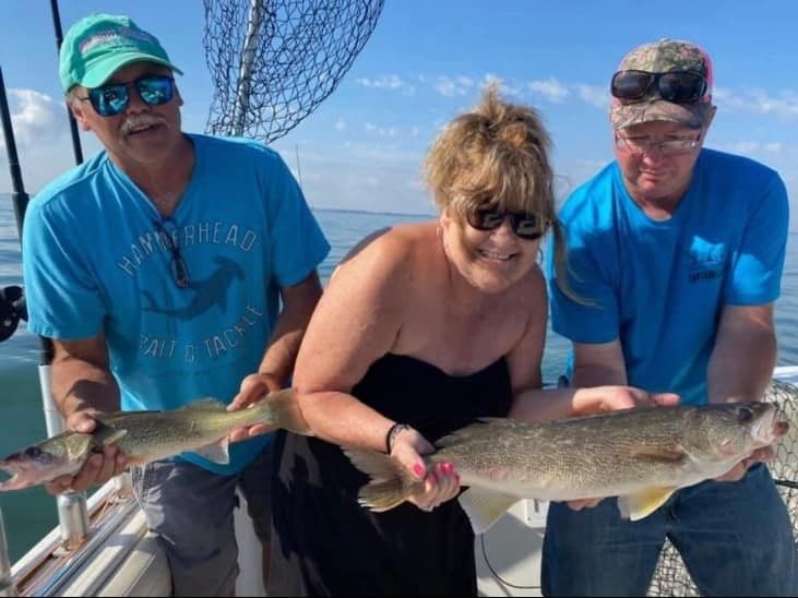 Family Fishing for Walleye in Lake Erie