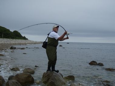 Surf casting in Cape Cod Beach