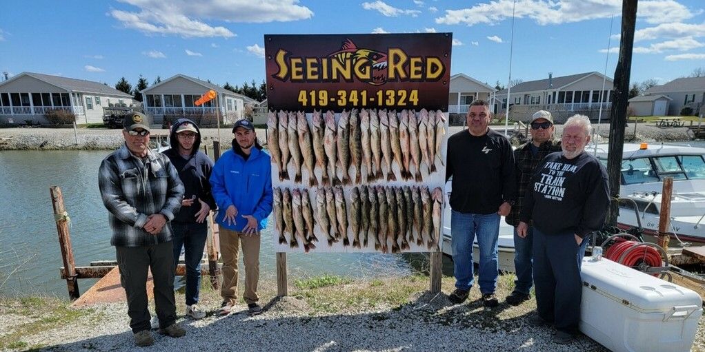 Seeing Red Charters Lake Erie Fishing Charters Port Clinton | morning fishing Charter Trip 6 am to 1 pm or afternoon trip 2 pm to 9 pm fishing Lake