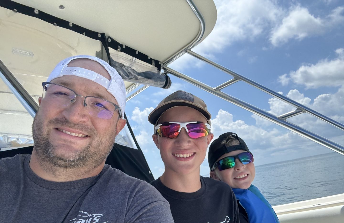 Three anglers enjoying a day of fishing
