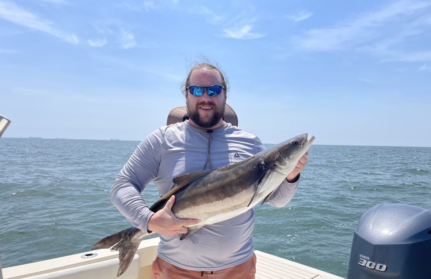 Cobia, a 19-inch fish, caught while fishing