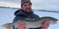 Woods To Water Guide Service Ice-Fishing Lake Trout in Lake Champlain, Vermont fishing Lake 