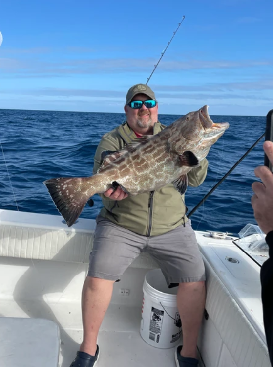 Catch of the day! Impressive black grouper fish caught in Key West