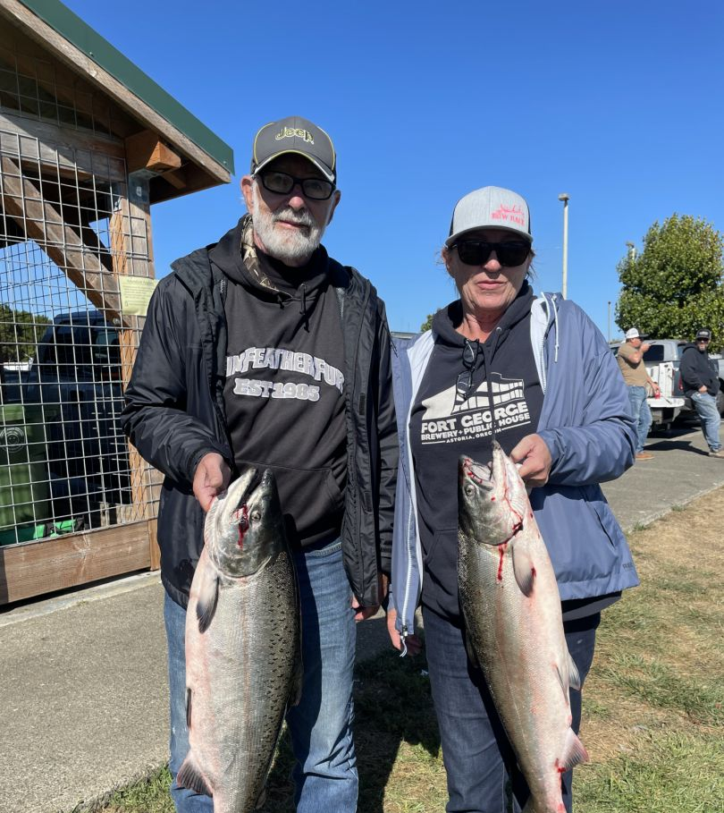 Two pink salmon caught while fishing in Eugene