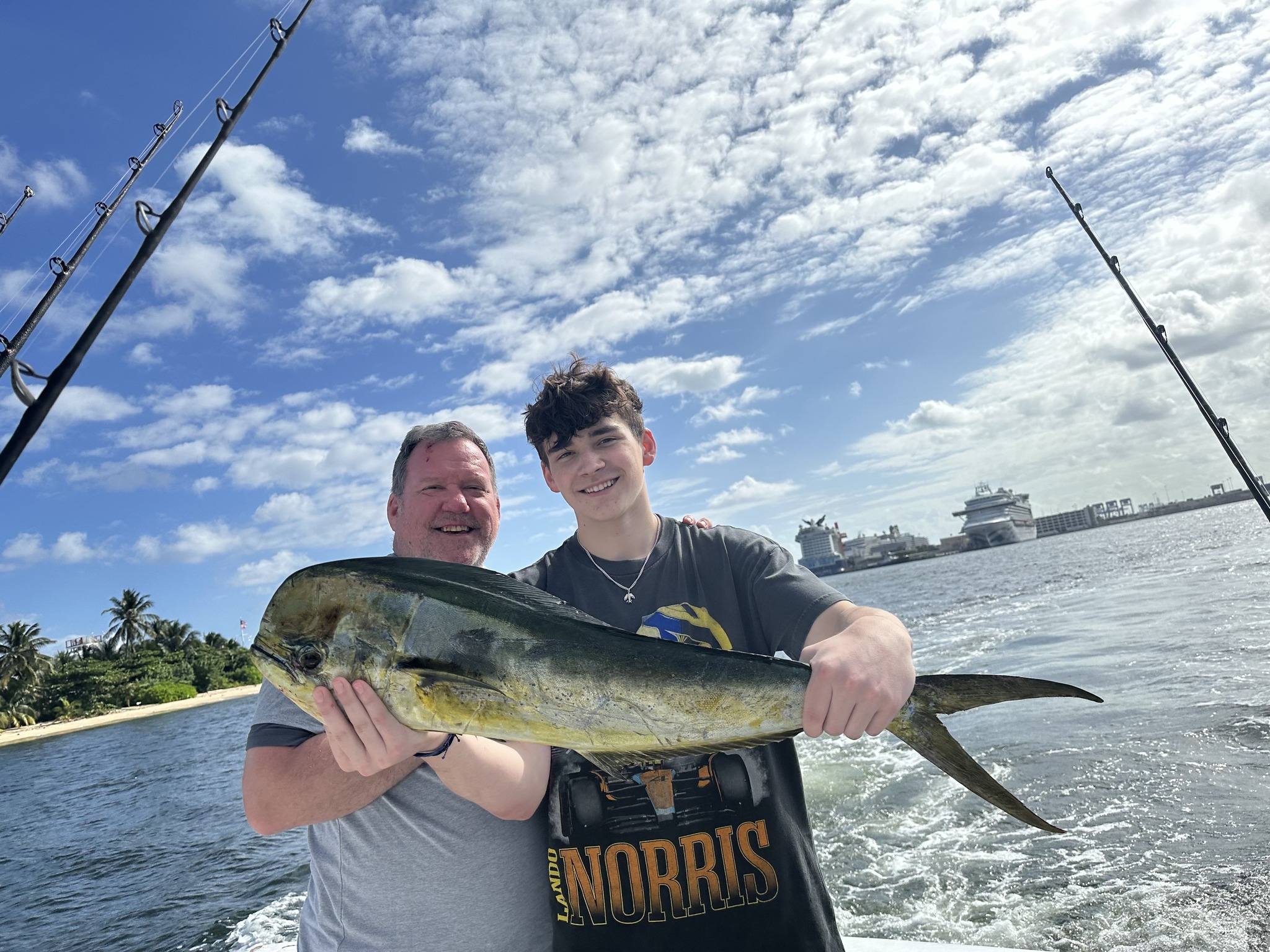 Fishing duo enjoys scenic Pompano Beach