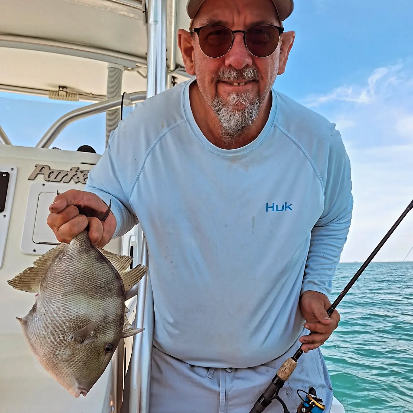 Grey triggerfish caught during fishing charter in Wanchese NC