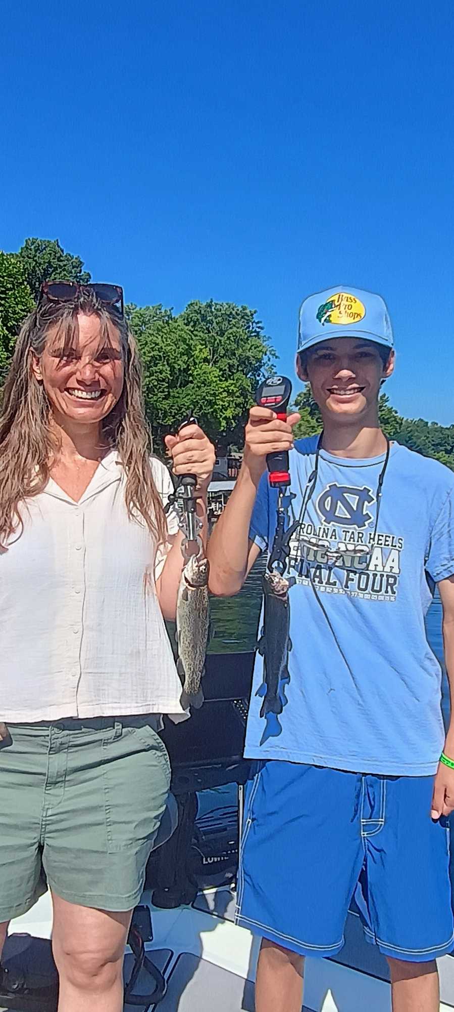 Successful fishing trip in Branson MO with fresh caught fish displayed