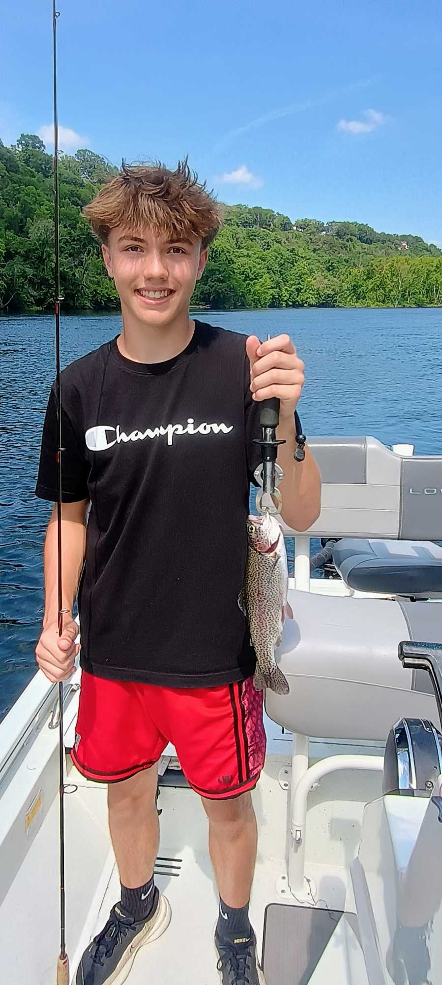 Rainbow trout caught while fishing in Branson MO on boat