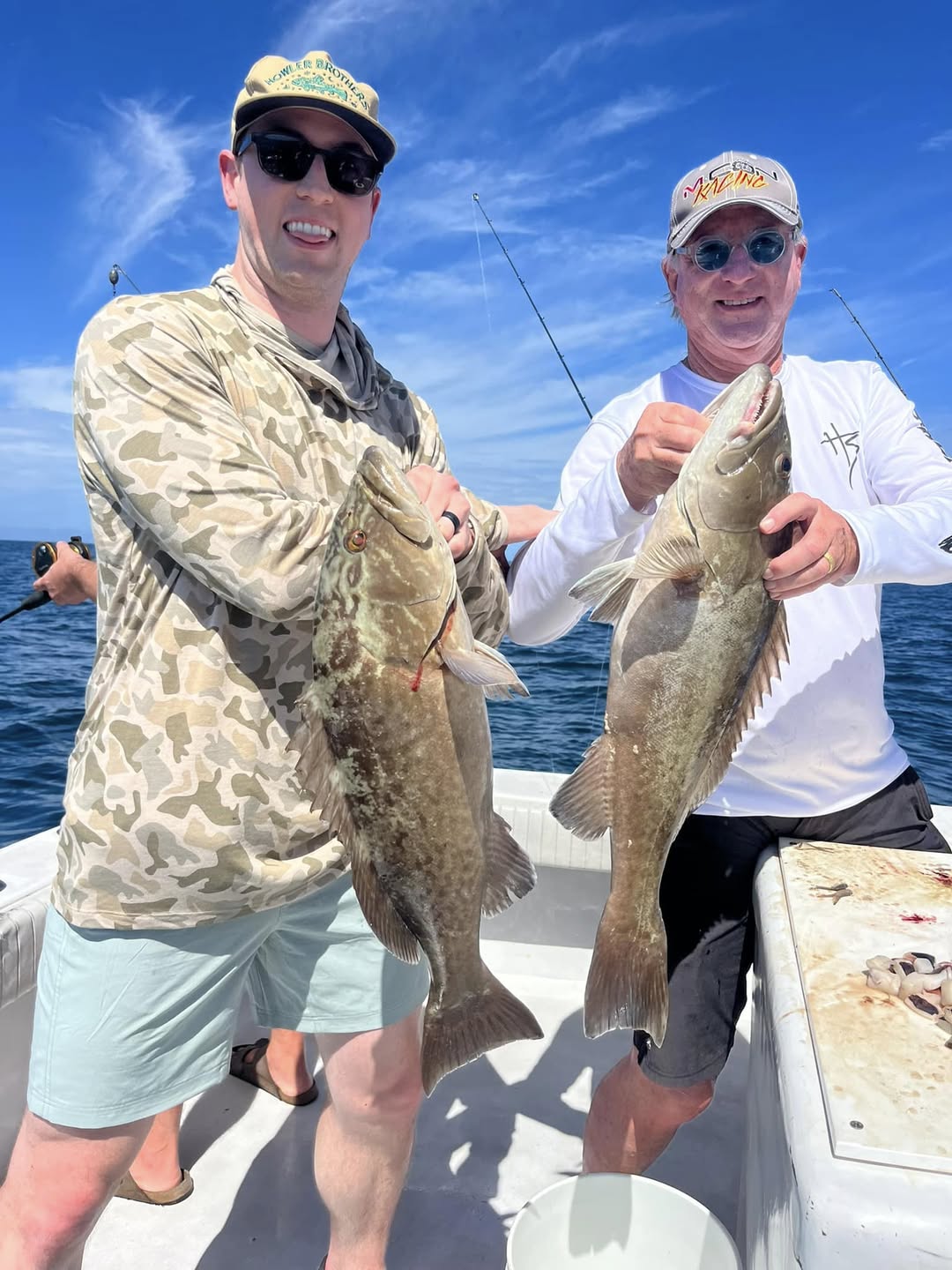 Two Gag Grouper, each measuring 22 inches, caught during a fishing tour in Belleair Bluffs
