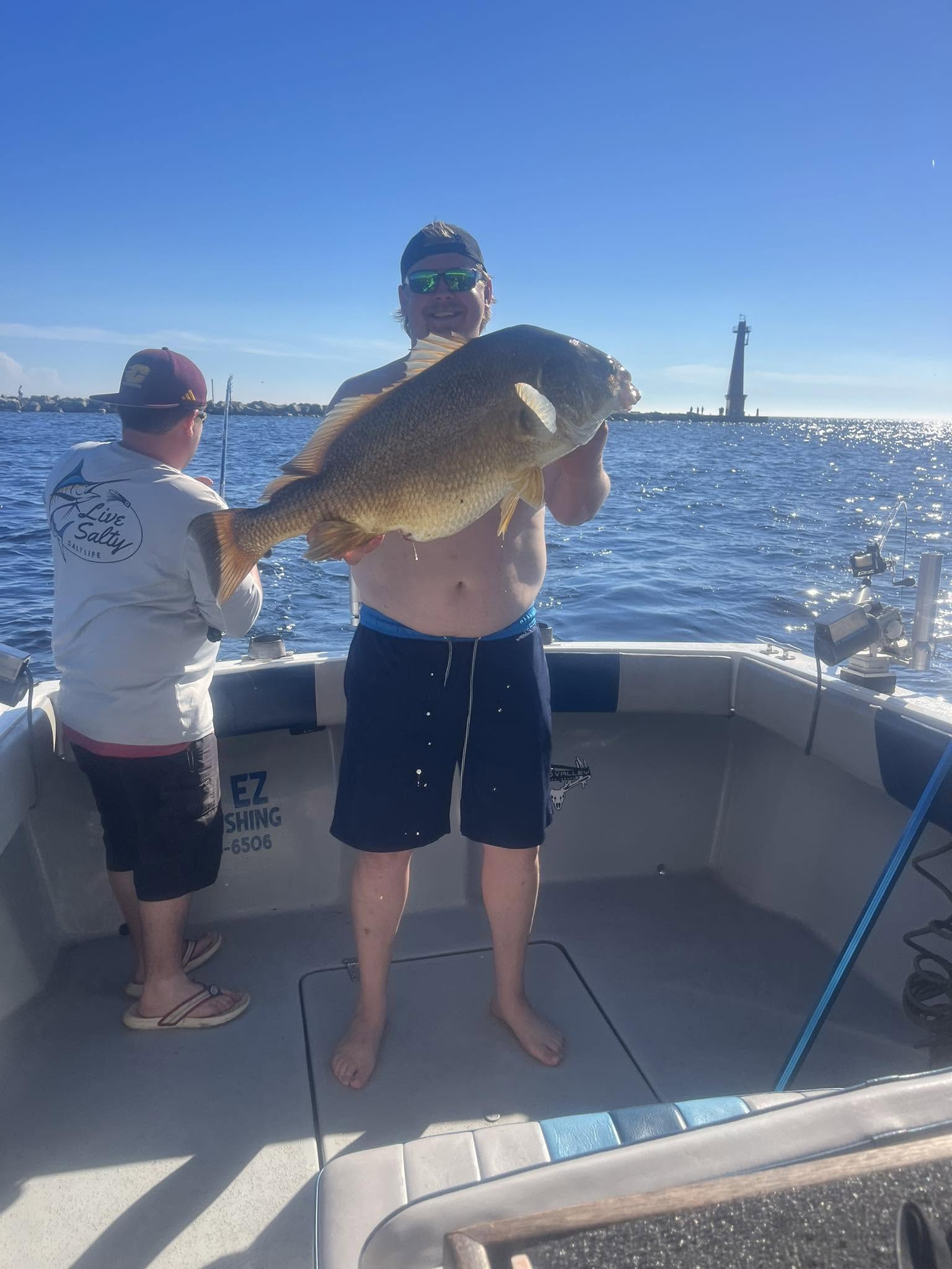 Large fish caught during fishing trip on boat in Muskegon MI waters