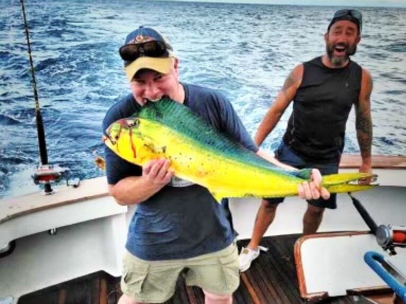 Two anglers with a big fish catch in Morehead City
