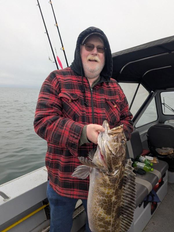 Lingcod catch displayed on fishing boat in Roseburg OR
