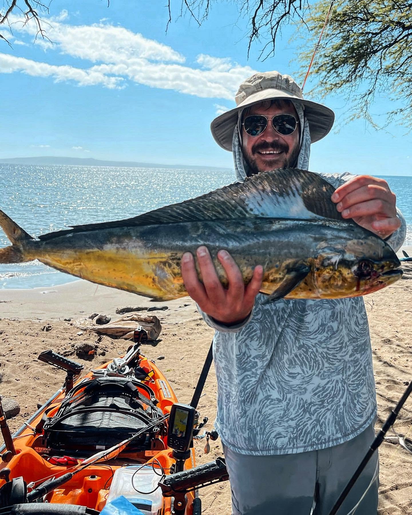 Hobie pedal kayaks on Maui waters targeting Mahi Mahi and Wahoo offshore fishing charter