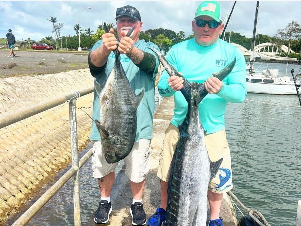 Two anglers with a big 29-inch catch in Haleiwa