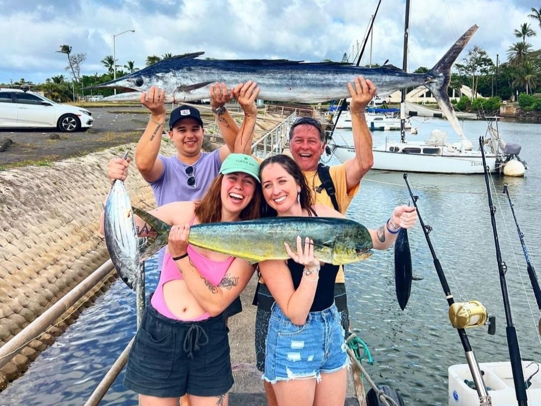 Two blue marlin fishing in Haleiwa