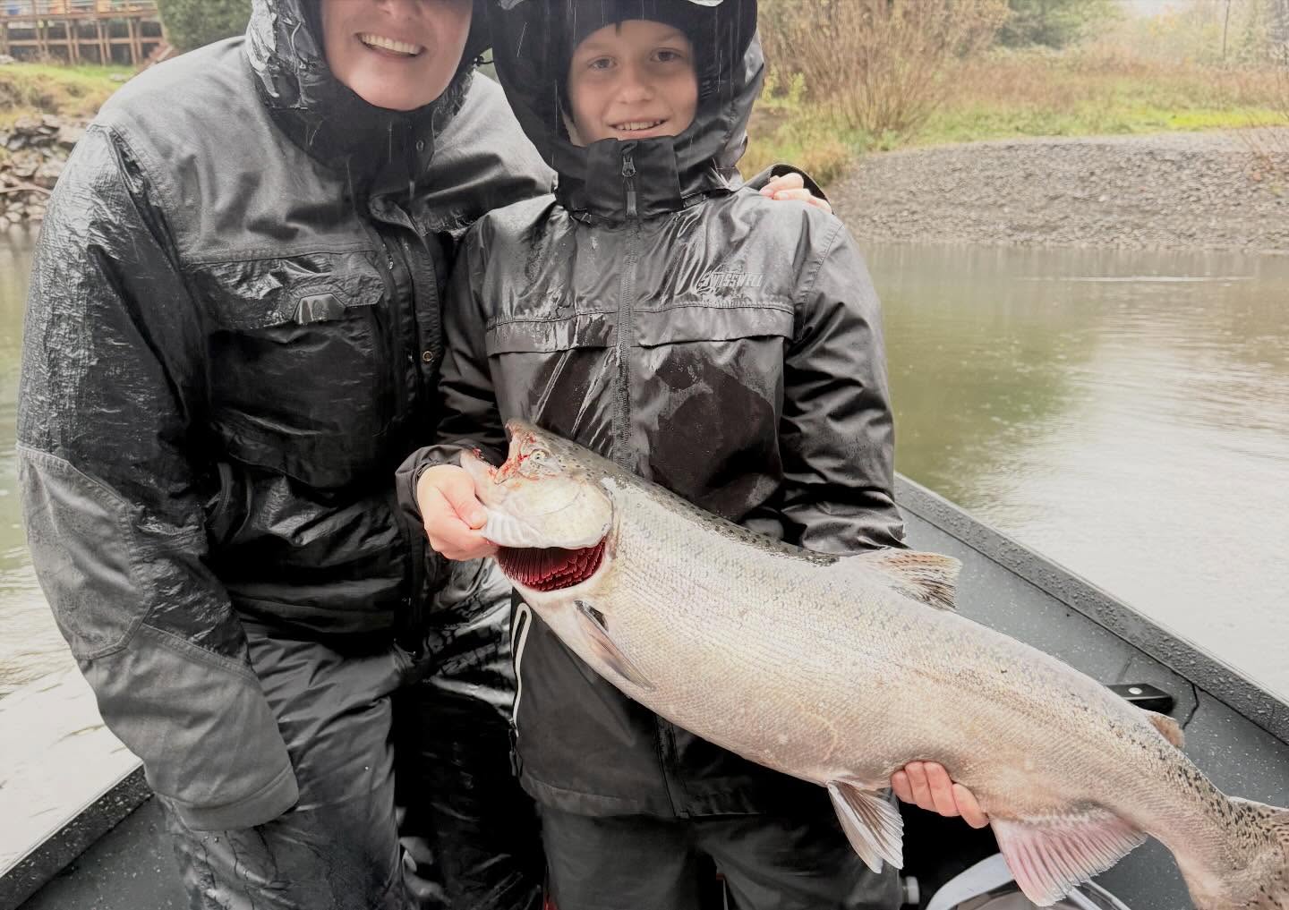 Chinook salmon catch displayed on boat during fishing trip in Port Orford OR