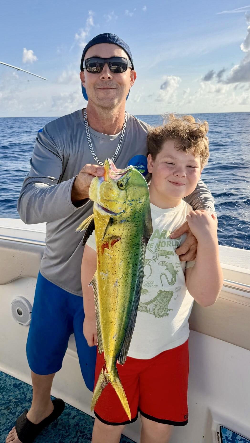 Mahi mahi catch displayed on fishing boat in Vero Beach FL