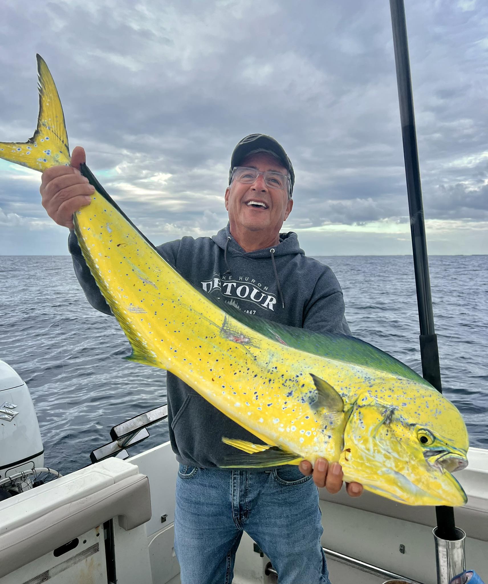 Freshly caught mahi mahi being displayed on fishing boat in Vero Beach FL waters