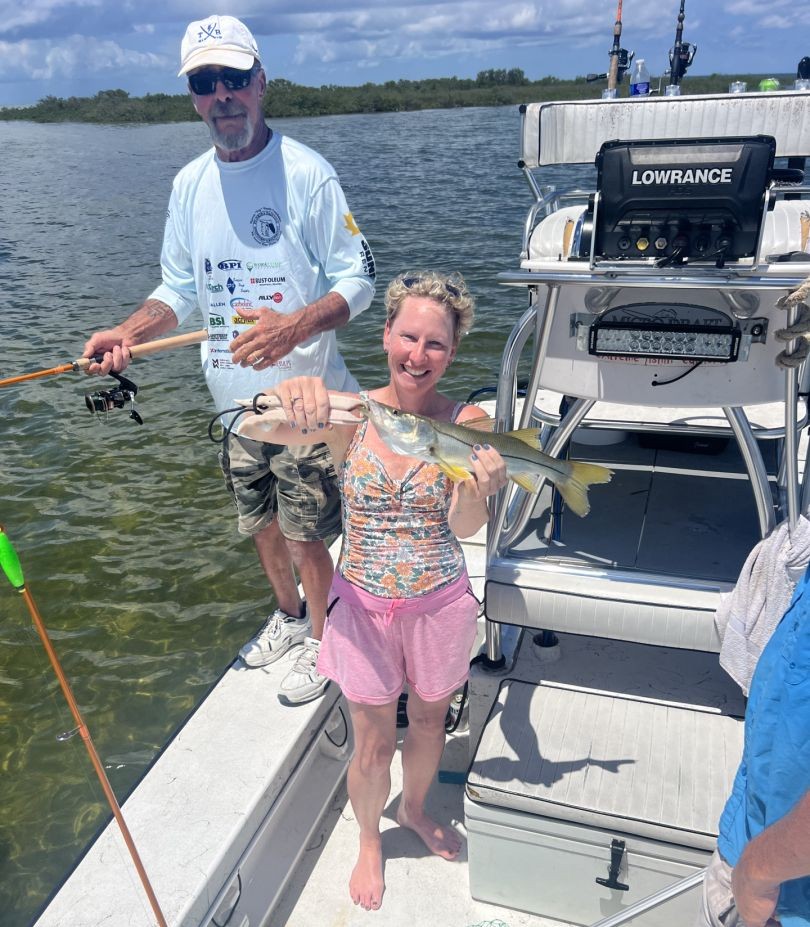 Snook fishing success on boat in Spring Hill FL waters