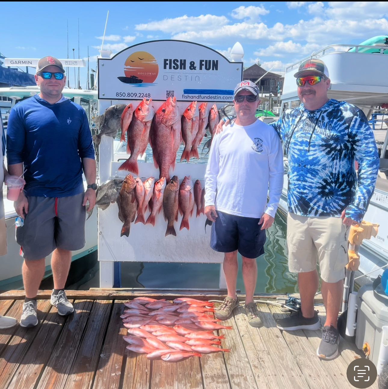 3 anglers enjoying a fishing trip in FL
