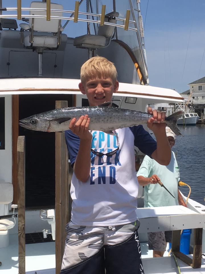 King mackerel catch displayed on fishing boat at Carolina Beach NC