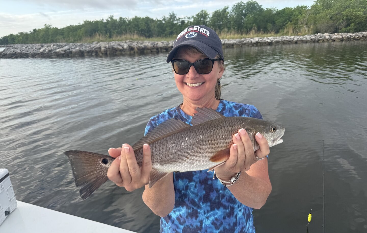 Freshly caught redfish being held on fishing boat in New Orleans Louisiana waters