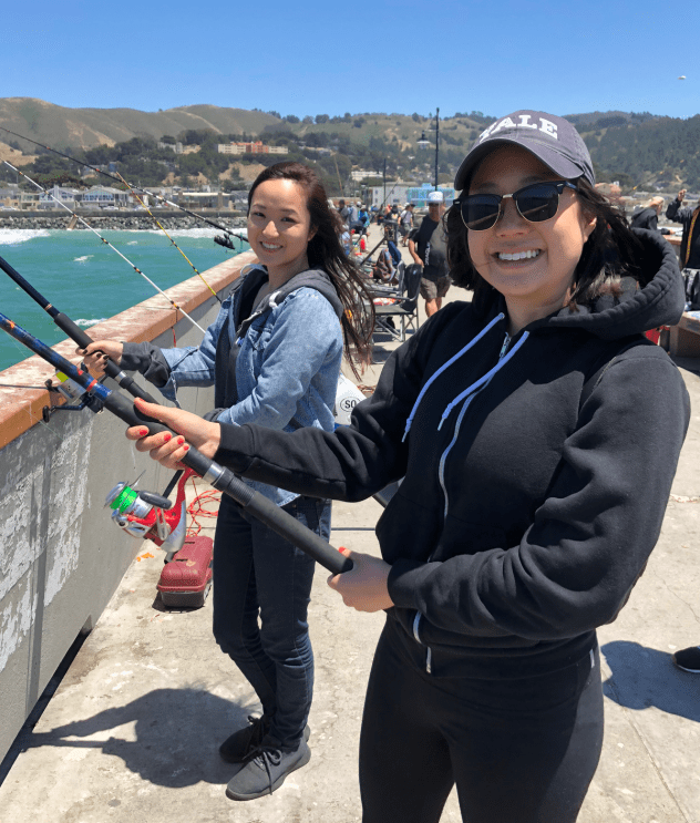 Two people fishing in San Francisco