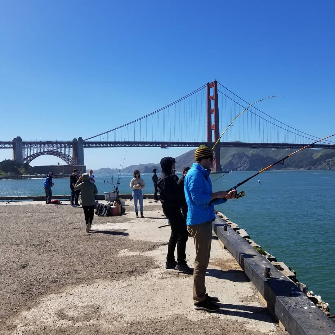 Two people fishing in San Francisco