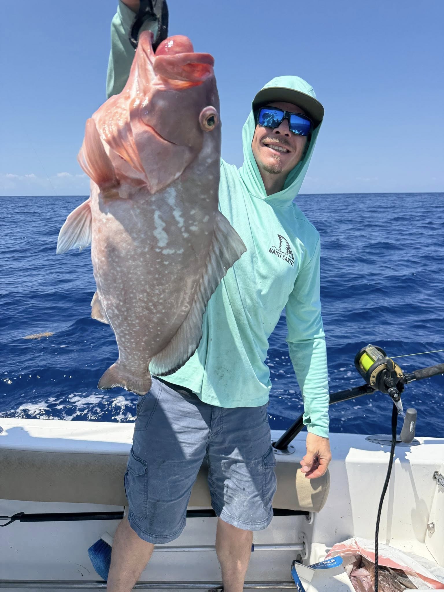 Red grouper catch displayed on fishing boat in Port Orange FL