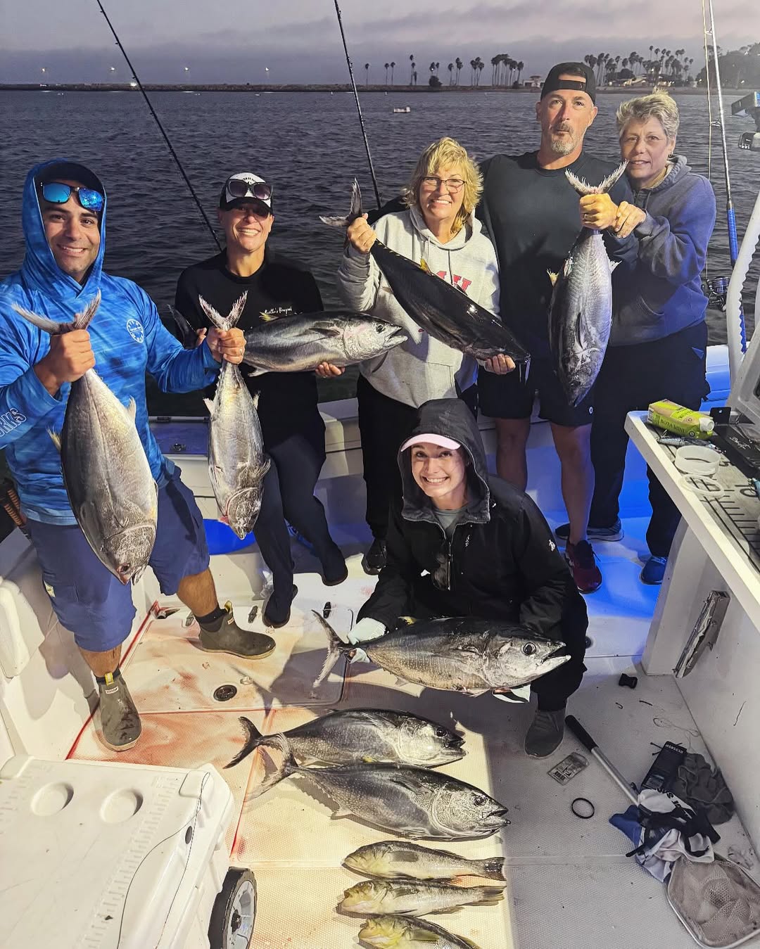 9 Atlantic Bonito, King Mackerel, Blackfin Tuna fish caught during fishing trip in CA