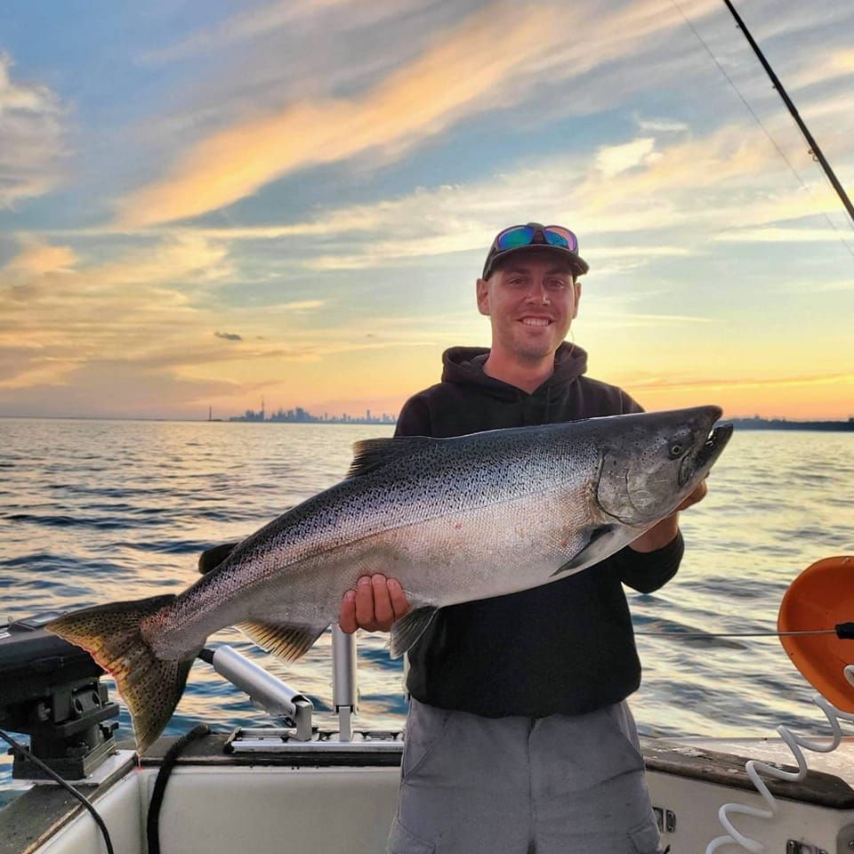 Chinook salmon, 34 inches, fishing at 200 Broadway Avenue