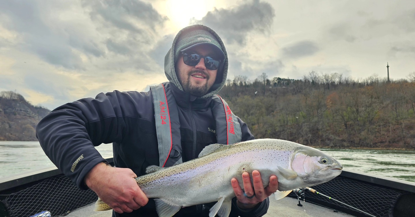 A single rainbow trout fish caught on a fishing trip
