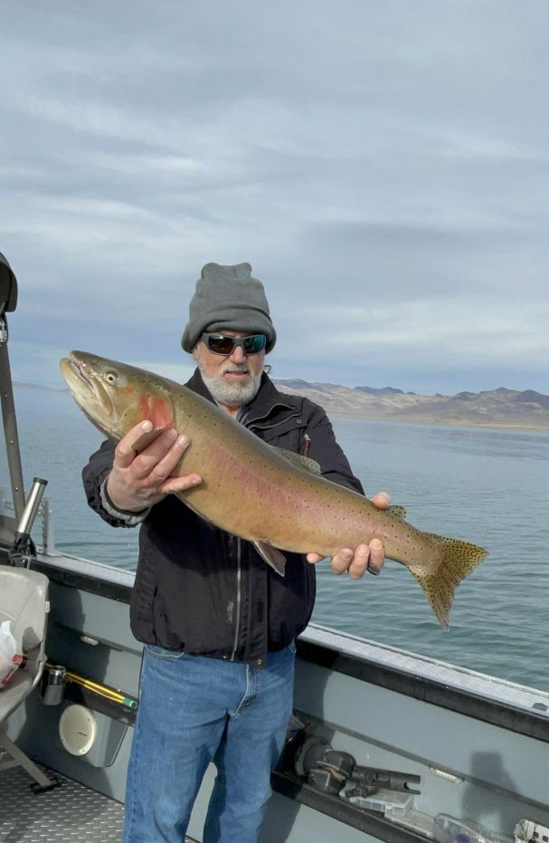 Large trout caught while fishing on Lake Tahoe in Tahoe Vista CA