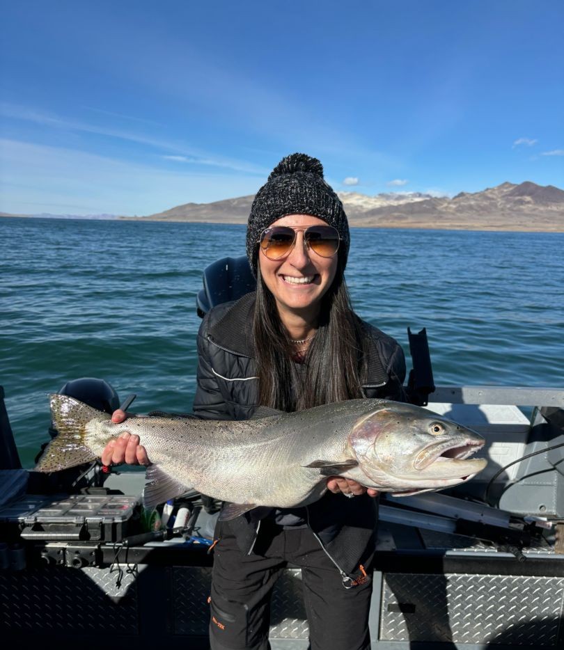 Lake trout caught while fishing at Tahoe Vista CA on boat
