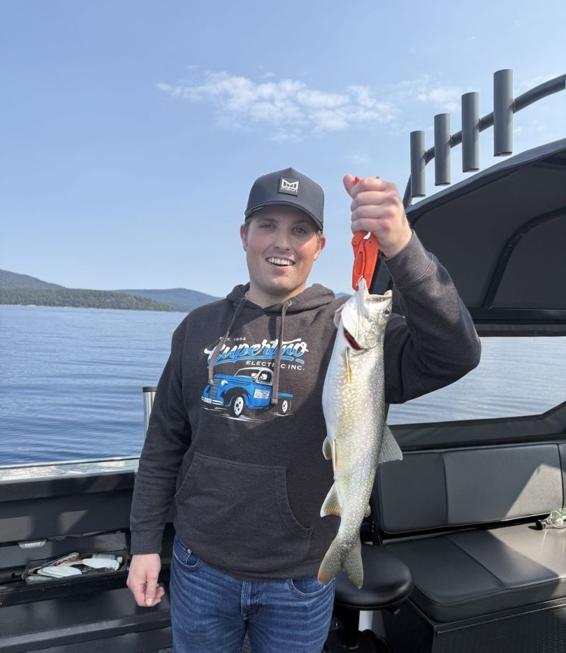 Lake trout catch displayed on fishing boat at Lake Tahoe in Tahoe Vista CA