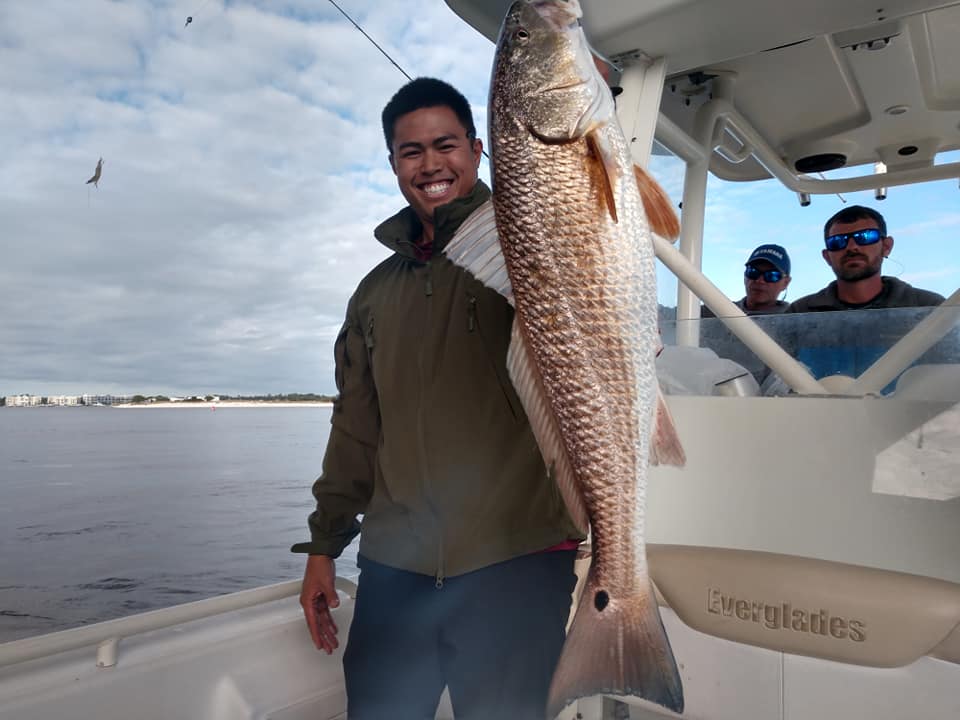 A massive redfish caught in the Gulf Shores